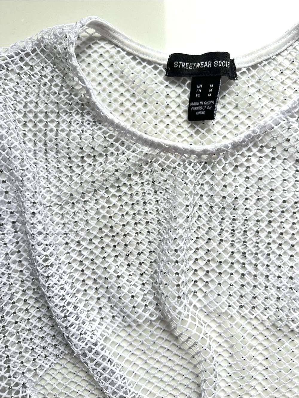 Mesh Rhinestone Cropped Top - Silver medium - Picture 3 of 3